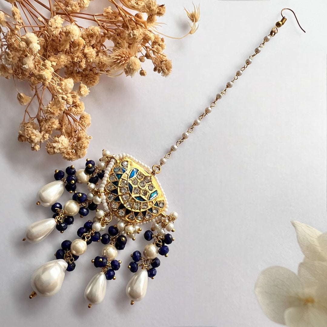 REETHANA BIJOUX PREMIUM HANDMADE CHOKER WITH EARRINGS AND TIKKA CH395