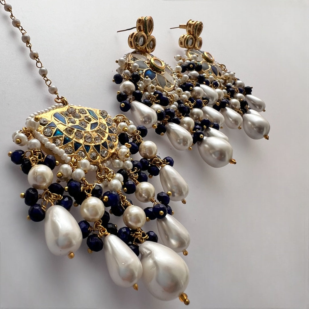 REETHANA BIJOUX PREMIUM HANDMADE CHOKER WITH EARRINGS AND TIKKA CH395