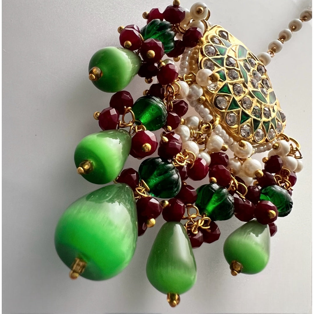 REETHANA BIJOUX PREMIUM HANDMADE CHOKER WITH EARRINGS AND TIKKA CH395