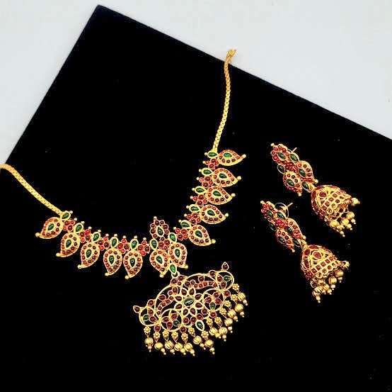 SALOME GOLD TONED ANTIQUE FINISH NECKLACE WITH EARRINGS NL230