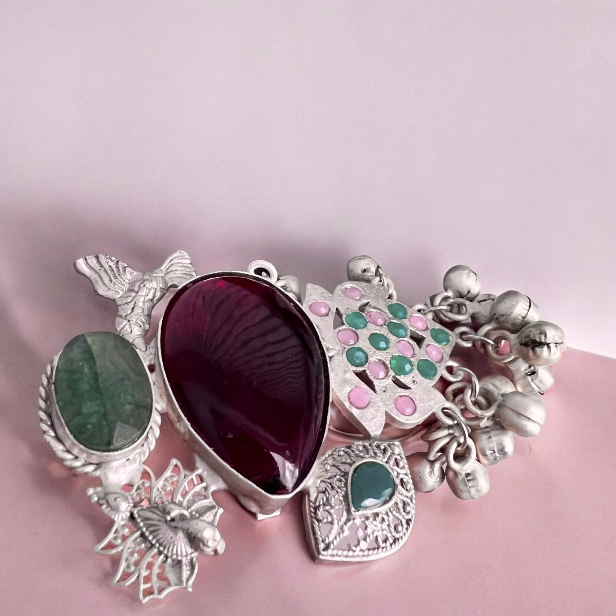 PALOMA PREMIUM HANDMADE NATURAL STONES SILVER POLISH RING R65