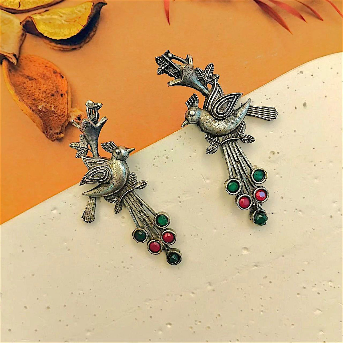 ORLINA SILVER LOOKALIKE ANTIQE FINISH EARRINGS ER446