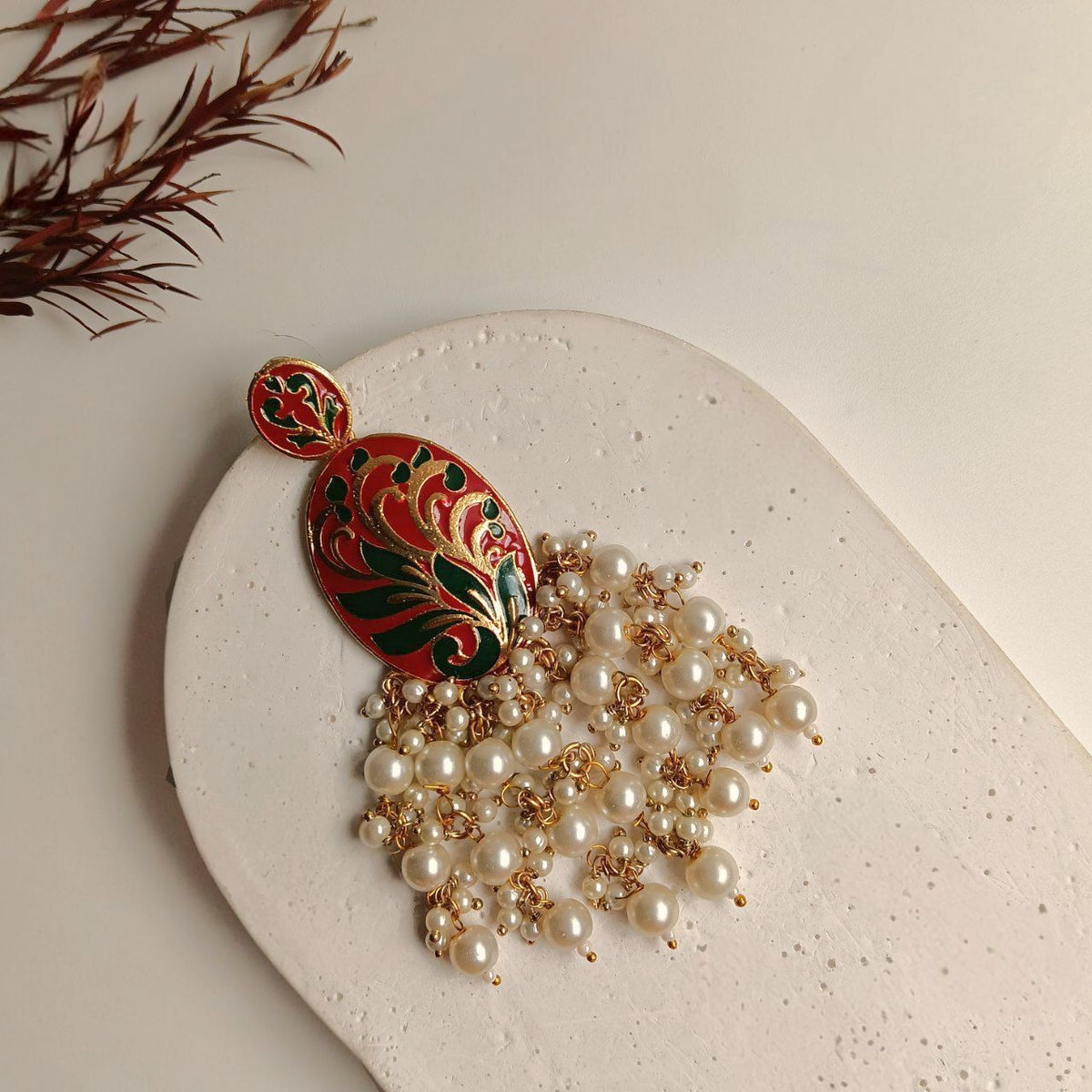 MOHANAKASH GOLD TONED MEENAKARI DANGLER / EARRINGS ER443