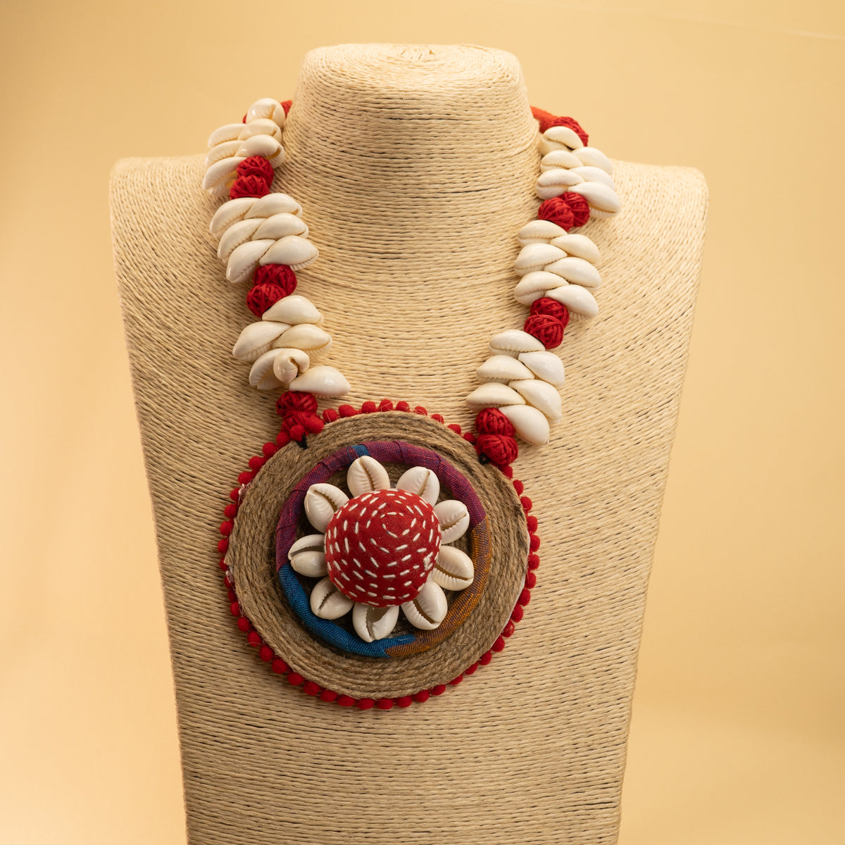 ALICE FABRIC AND BEADS HANDMADE AND HANDSTICHED MALA/ NECKPIECE ML87