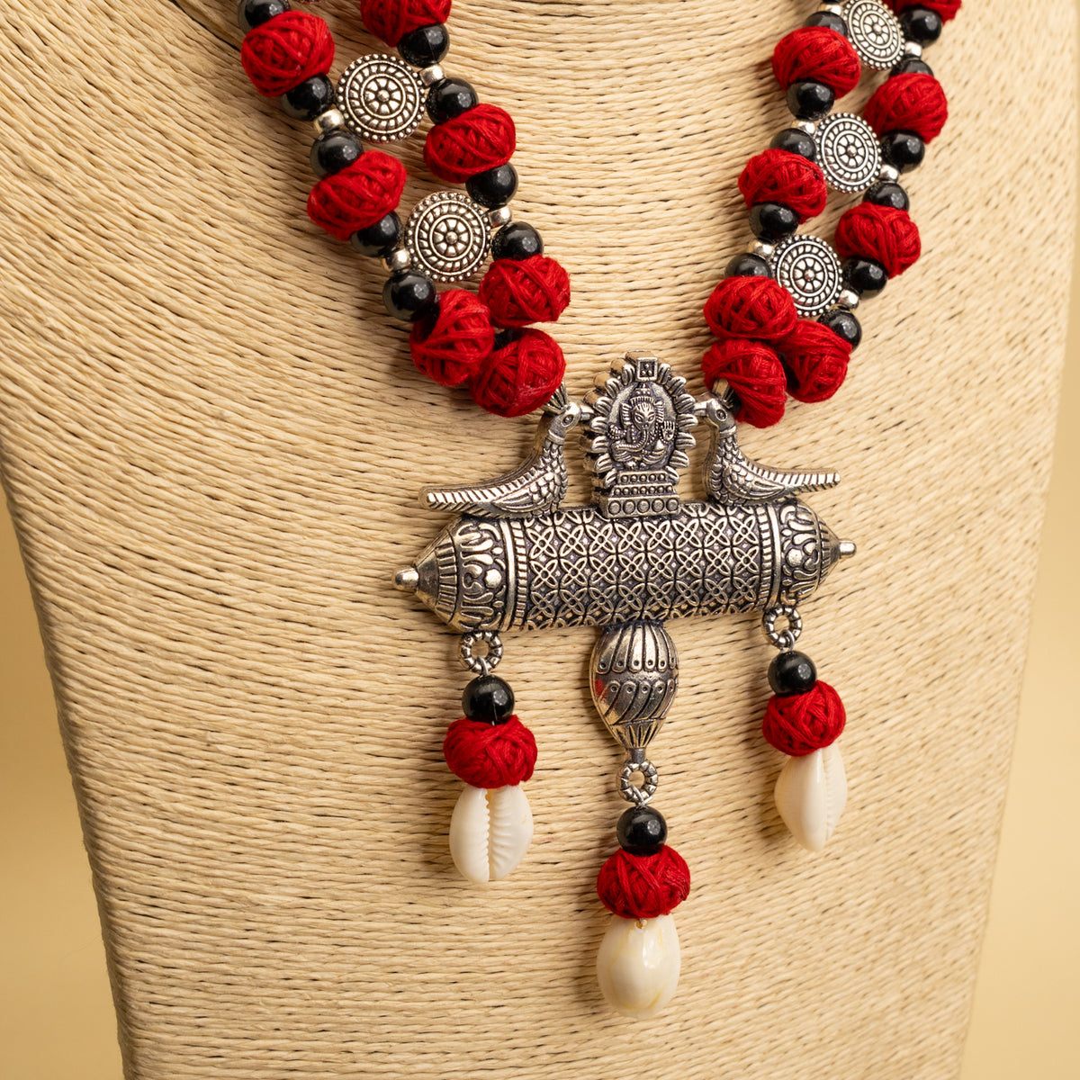 AIDEN FABRIC AND BEADS HANDMADE AND HANDSTICHED MALA/ NECKPIECE ML94