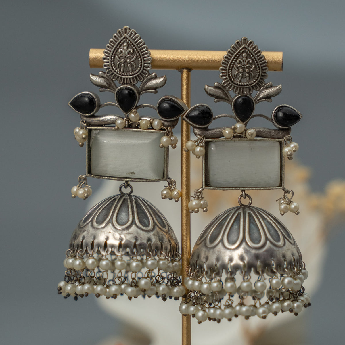 VIANIKA SILVER LOOKALIKE HANDMADE JHUMKAS/EARRINGS ER629