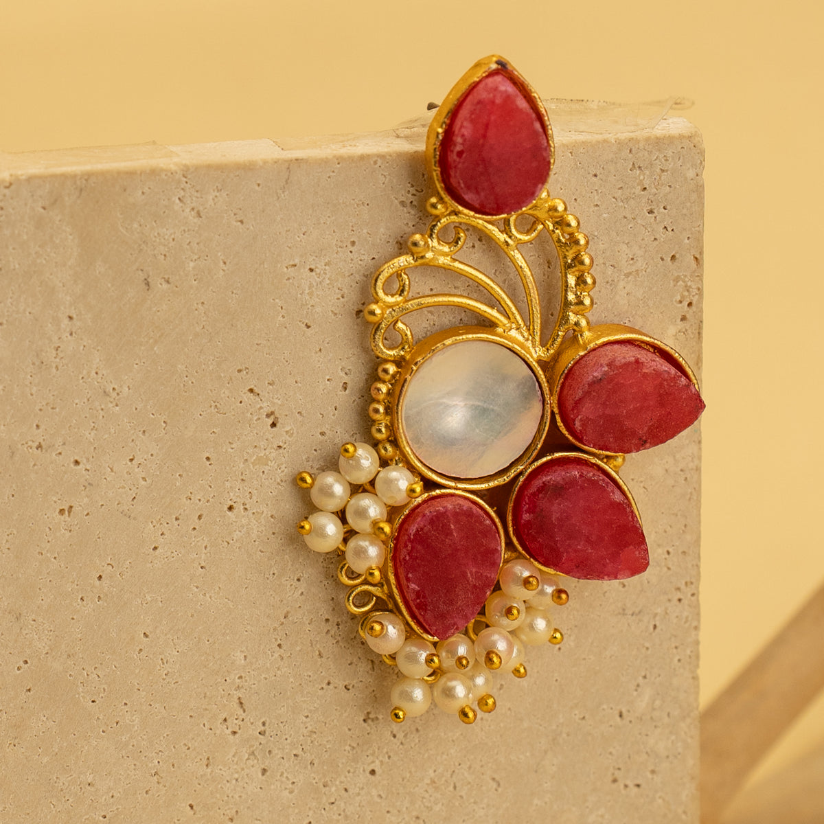 NIVIKA RUSTIC AND RAW ANTIQUE FINISH HANDMADE NATURAL STONE EARRINGS ER460