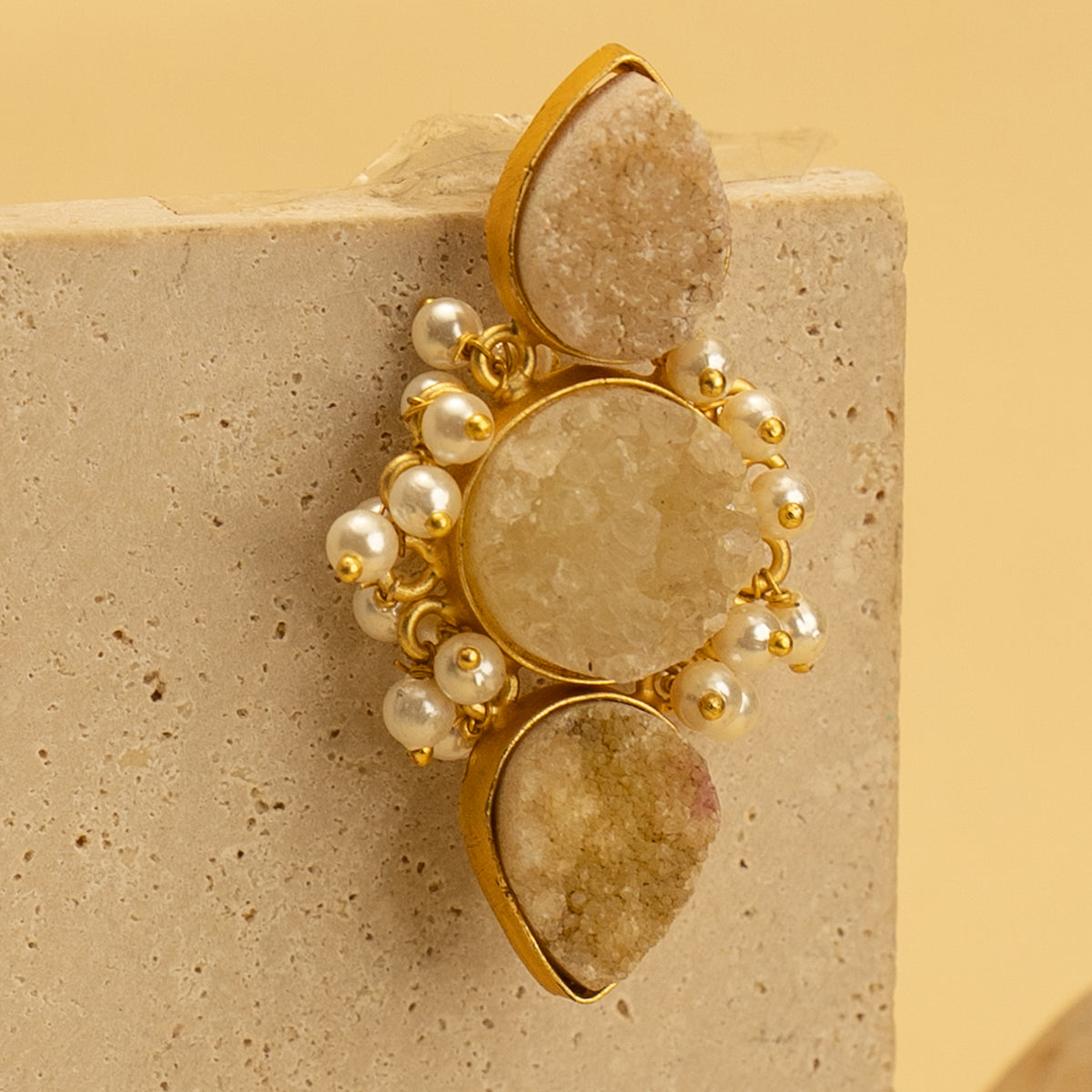 THANAYA RUSTIC AND RAW ANTIQUE FINISH HANDMADE NATURAL STONE EARRINGS ER461