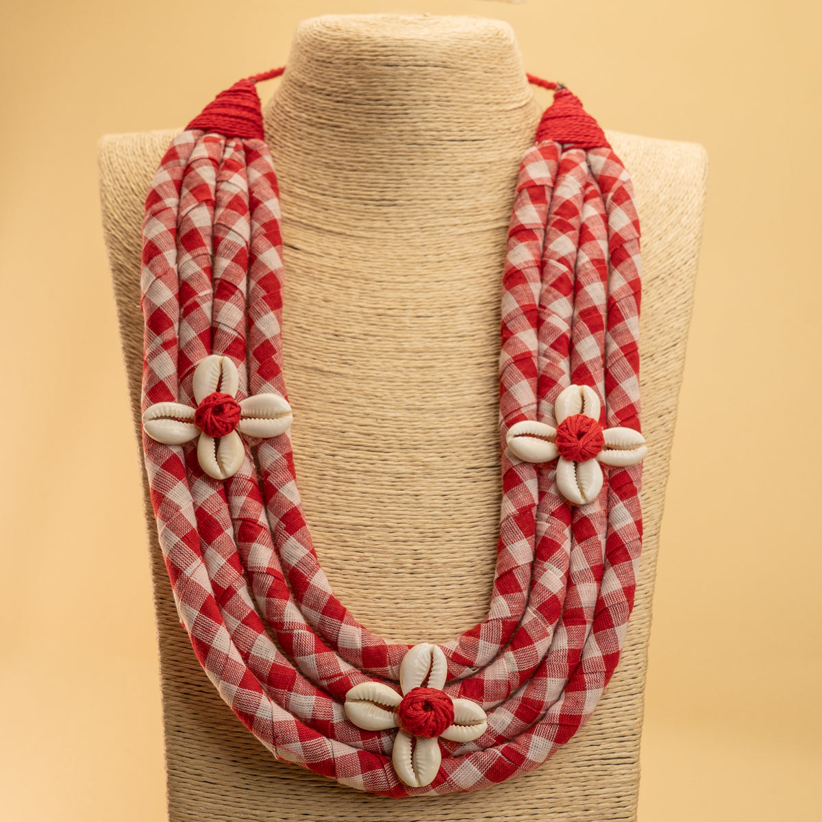 MITHILA FABRIC AND BEADS HANDMADE AND HANDSTICHED MALA/ NECKPIECE ML86