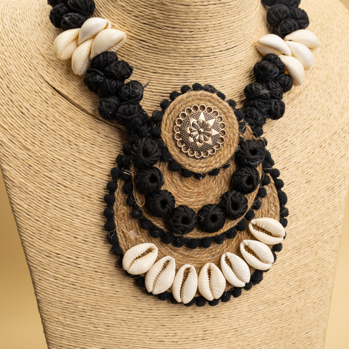 OLIVIA FABRIC AND BEADS HANDMADE AND HANDSTICHED MALA/ NECKPIECE ML92