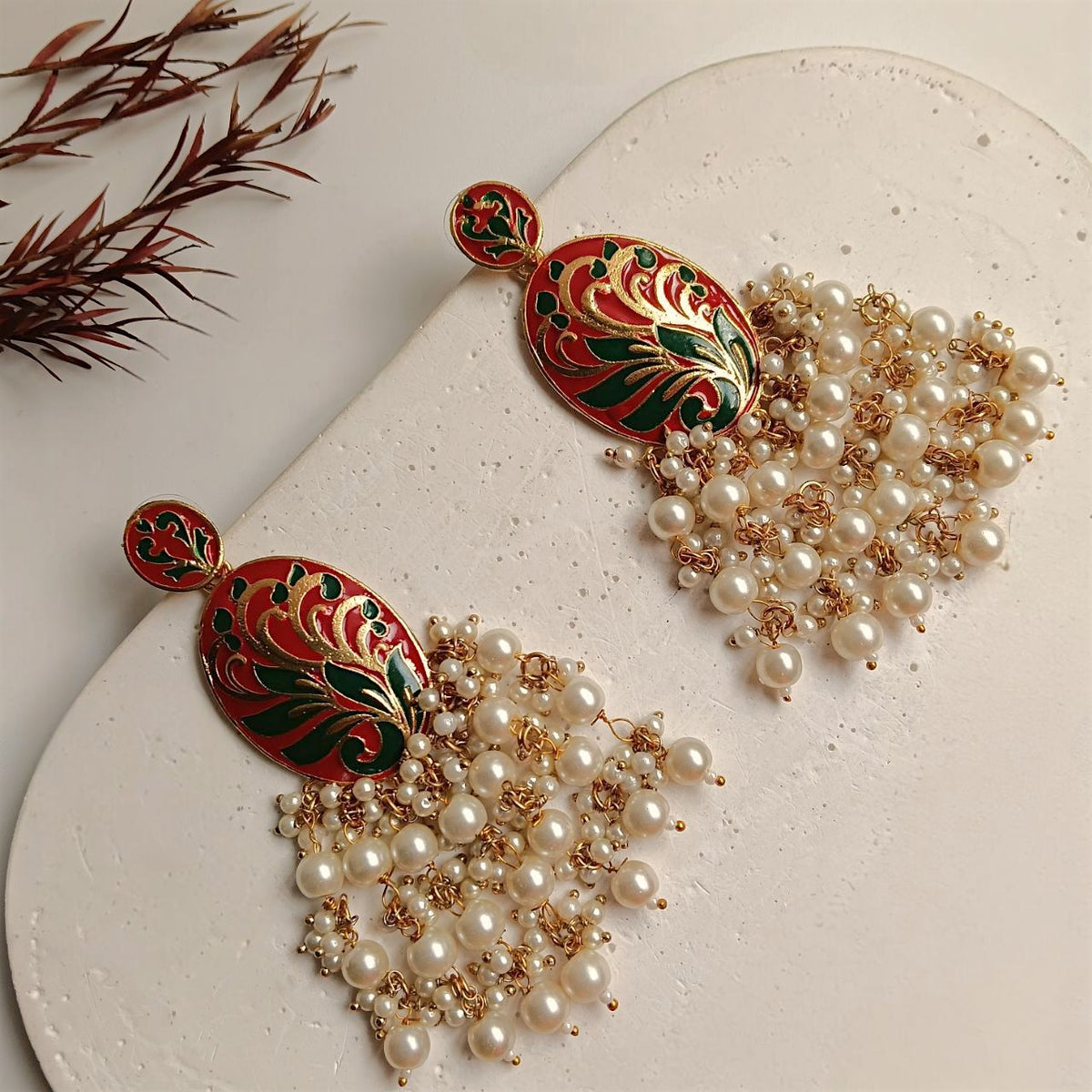 MOHANAKASH GOLD TONED MEENAKARI DANGLER / EARRINGS ER443