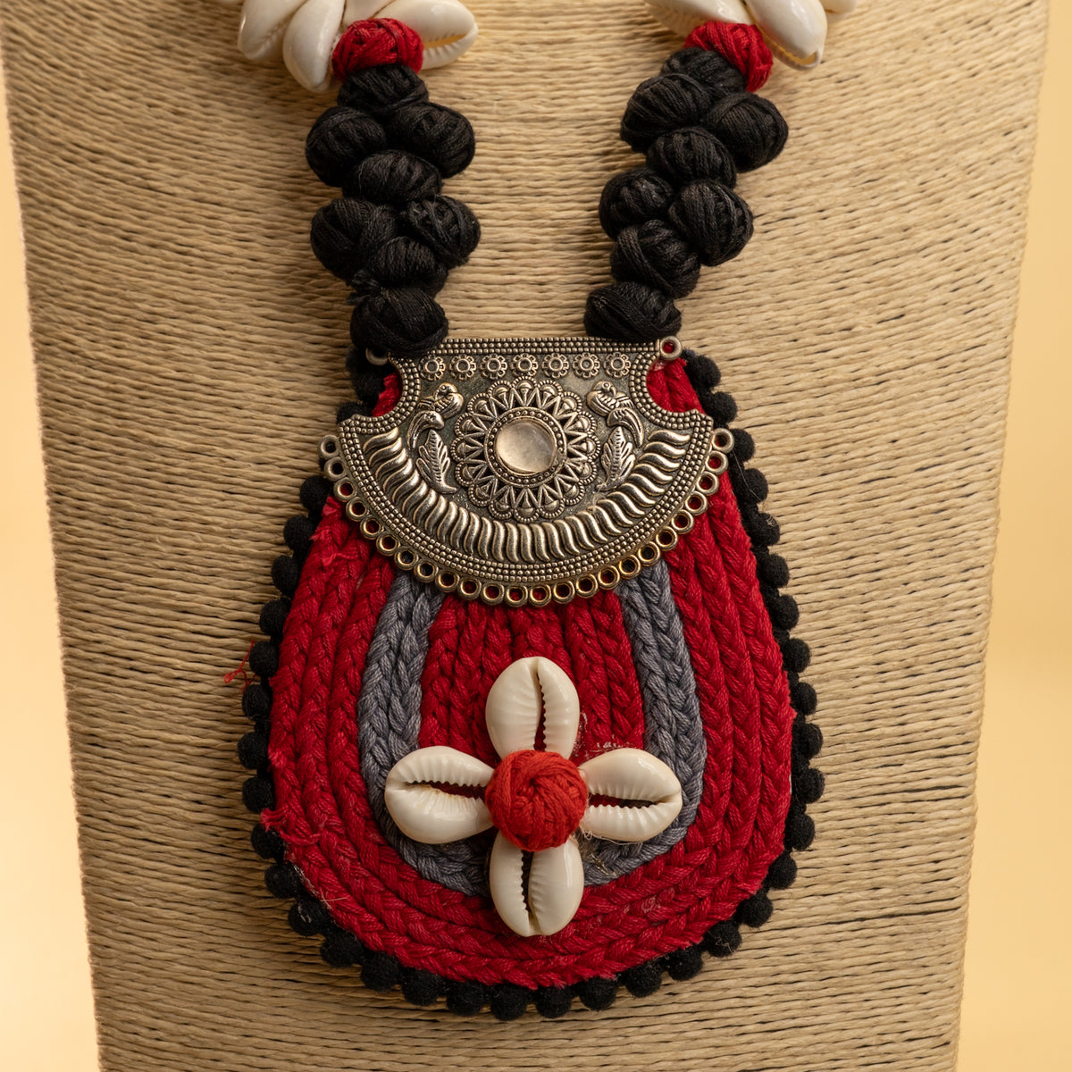 RINA FABRIC AND BEADS HANDMADE AND HANDSTICHED MALA/ NECKPIECE ML85