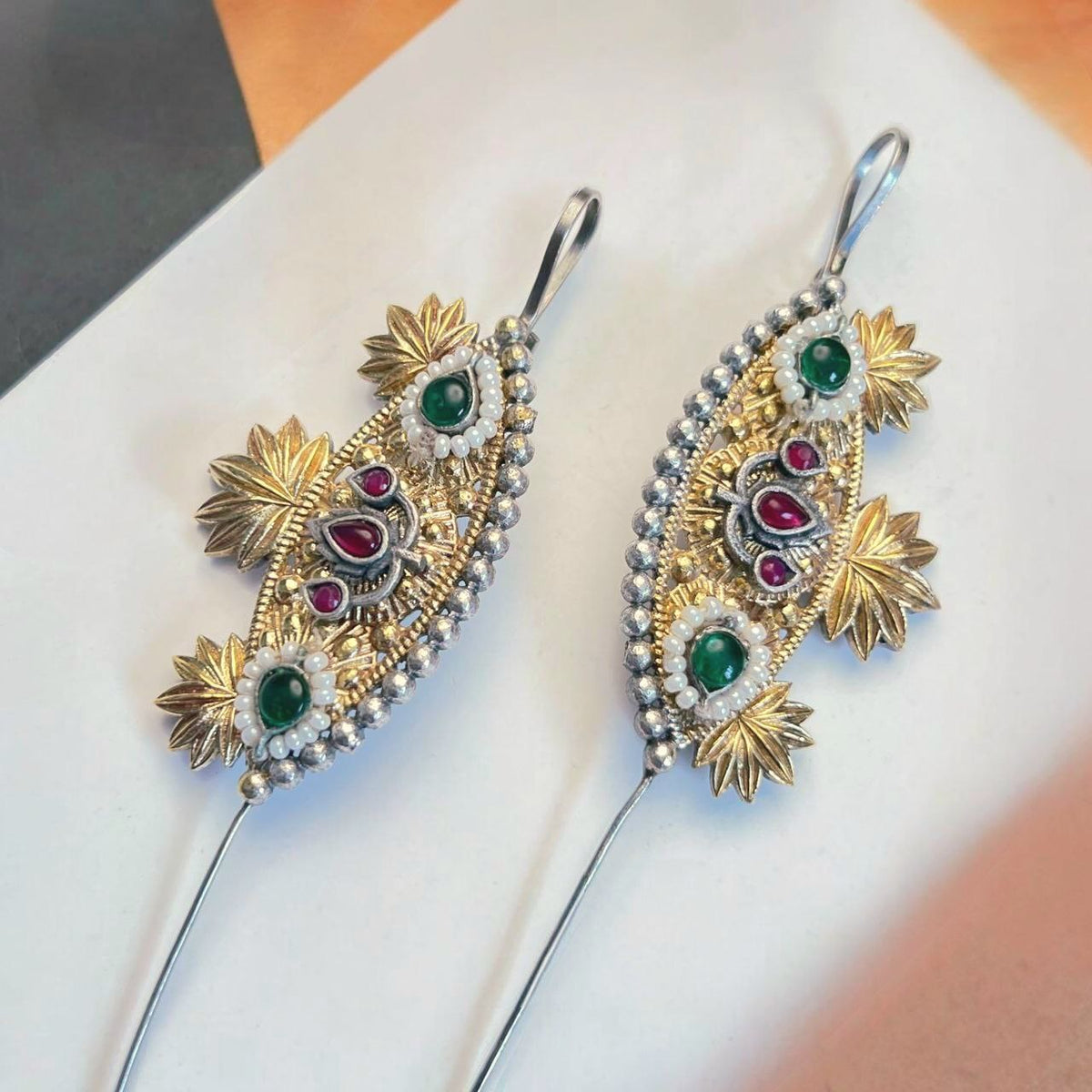 SHUSHANA HANDMADE ANTIQUE DUAL TONED EAR CUFF/EARRINGS EA24