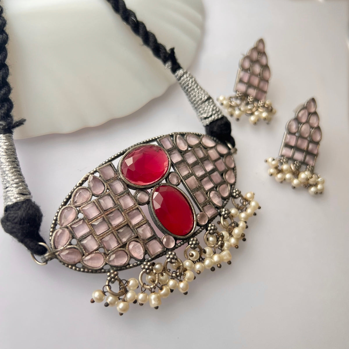 MATINA BIJOUX PREMIUM AND EXCLUSIVE SEMI HANDMADE CHOKER WITH EARRINGS CH91