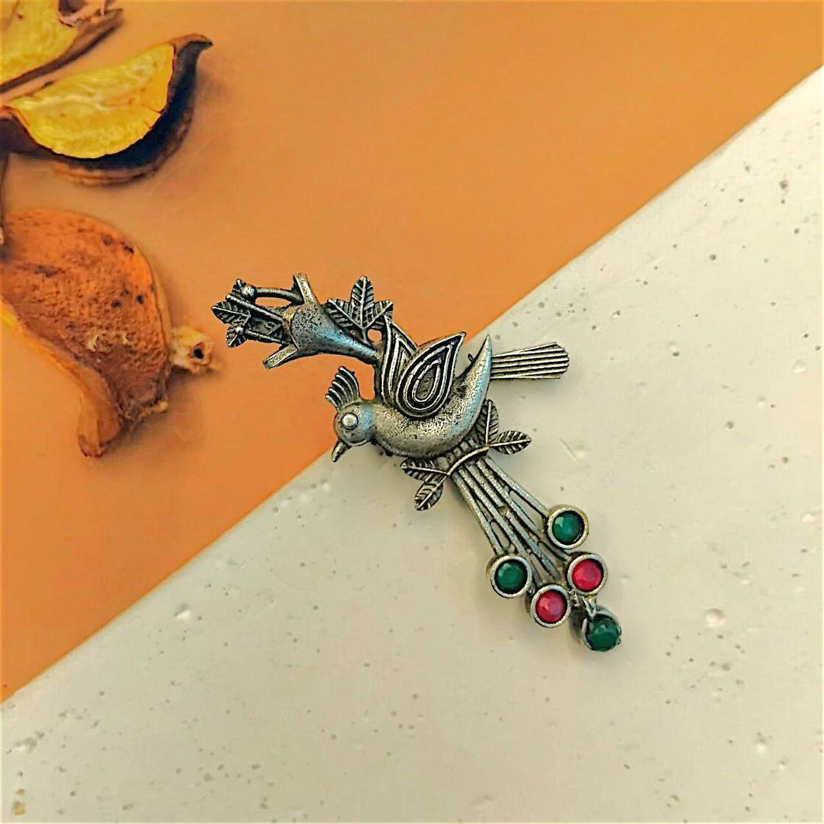 ORLINA SILVER LOOKALIKE ANTIQE FINISH EARRINGS ER446