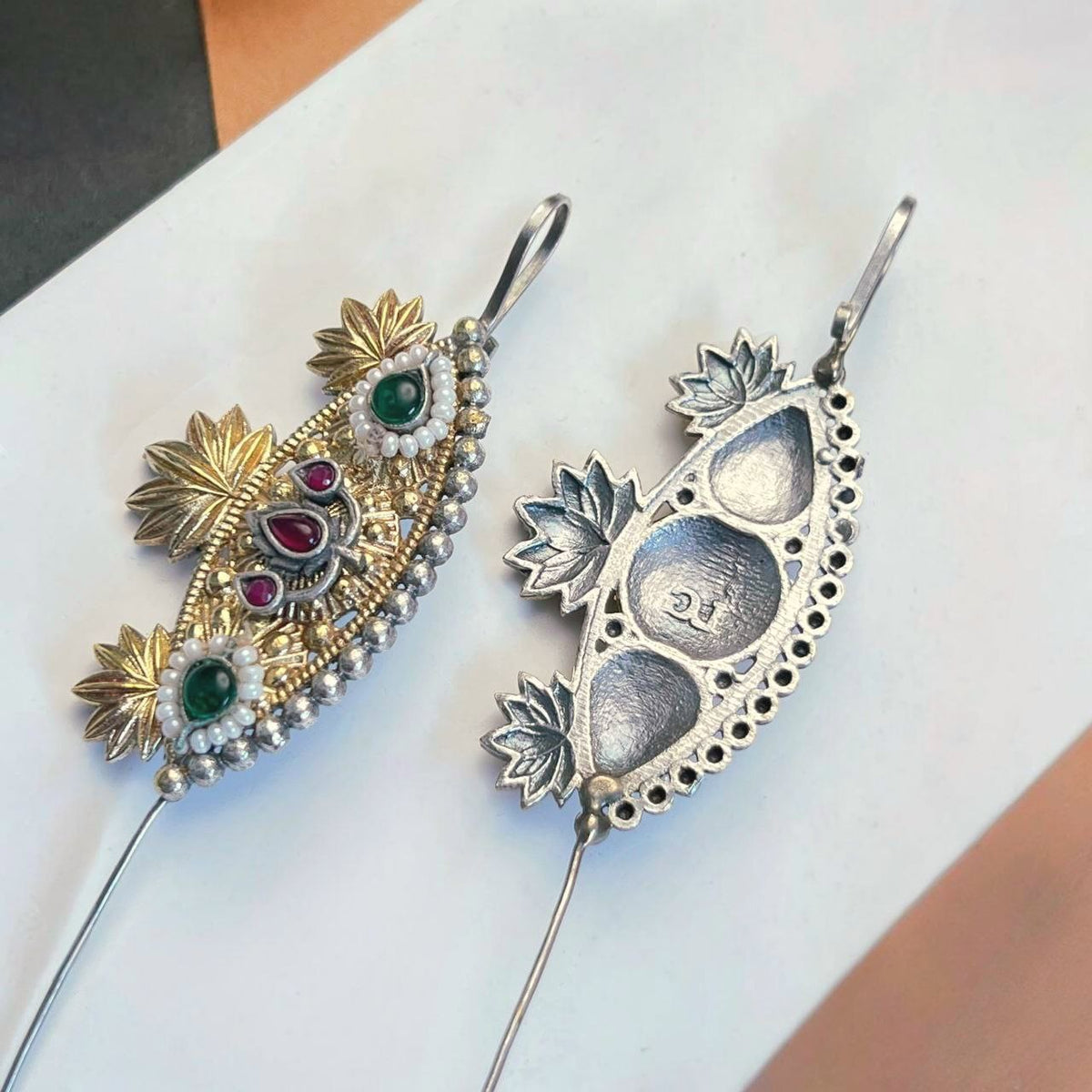 SHUSHANA HANDMADE ANTIQUE DUAL TONED EAR CUFF/EARRINGS EA24