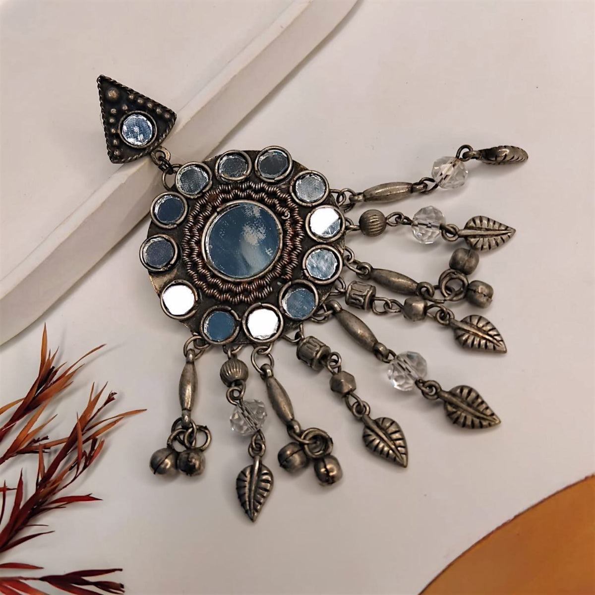 ROSY AFGHANI RAW AND RUSTIC AND VINTAGE MIRROR DANGLER AF35