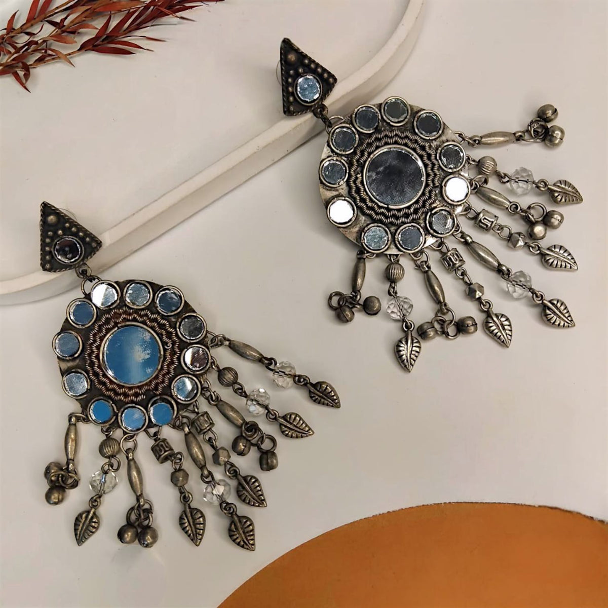 ROSY AFGHANI RAW AND RUSTIC AND VINTAGE MIRROR DANGLER AF35