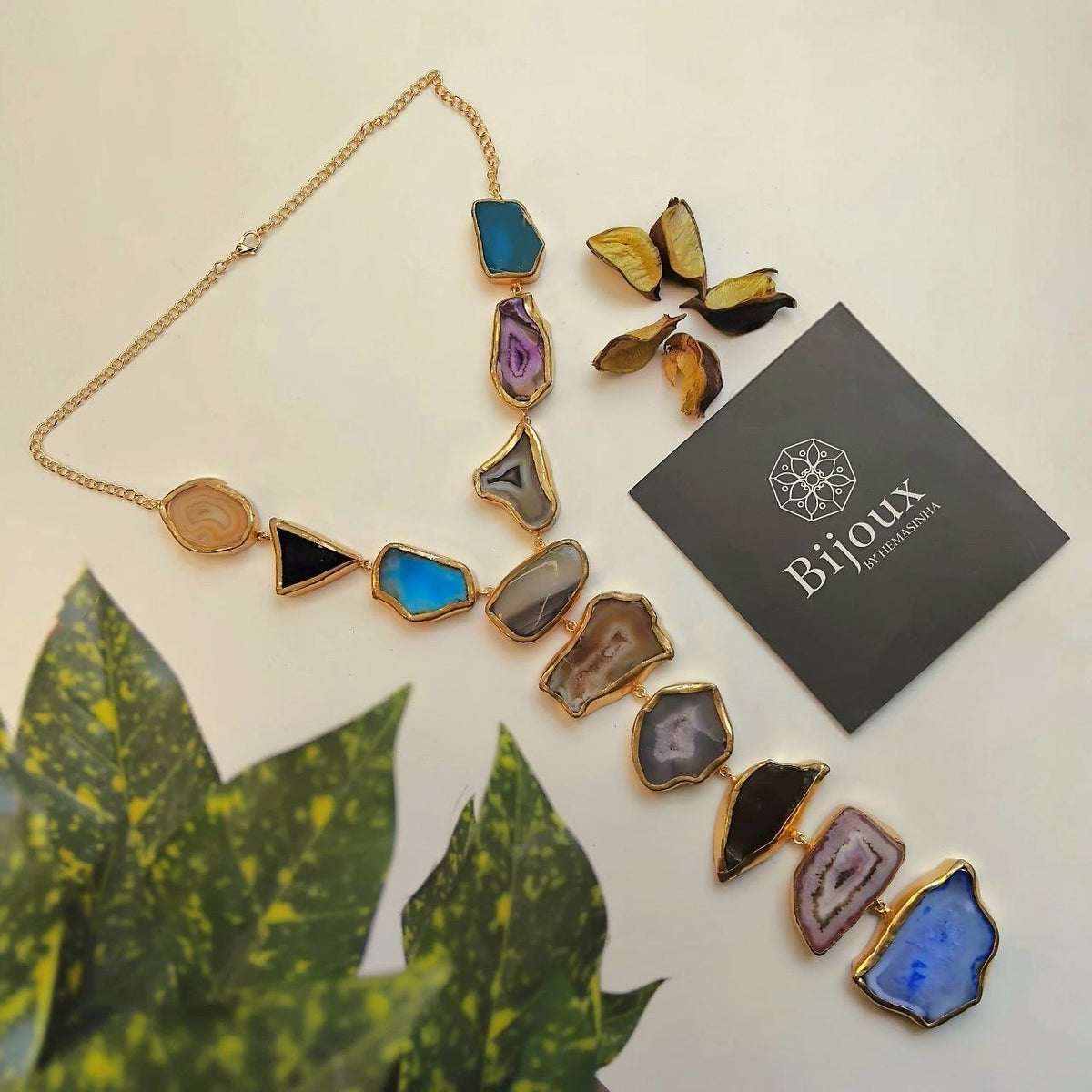 VIHANA HANDMADE NATURAL AGATE STONE TIE NECKLACE ML234