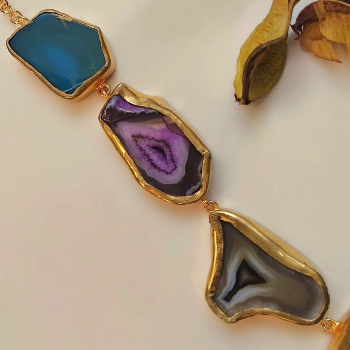 VIHANA HANDMADE NATURAL AGATE STONE TIE NECKLACE ML234
