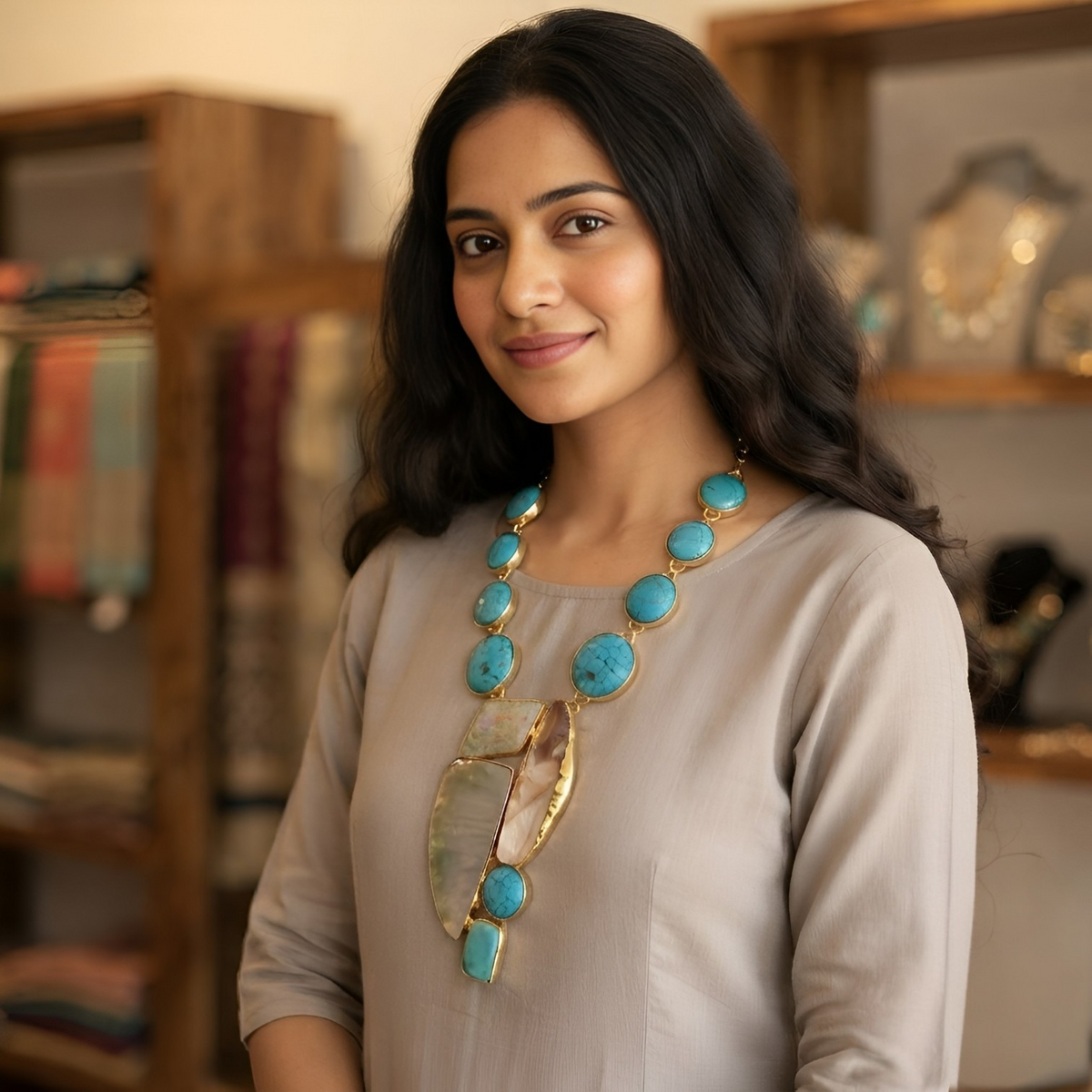 SHALINI HANDMADE NATURAL MOP MALA/NECKPIECE ML231