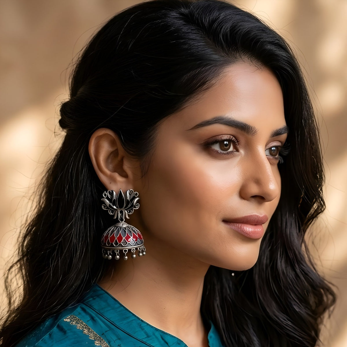 GRACE SEMI HANDMADE ANTIQUE EARRINGS/JHUMKAS ER823