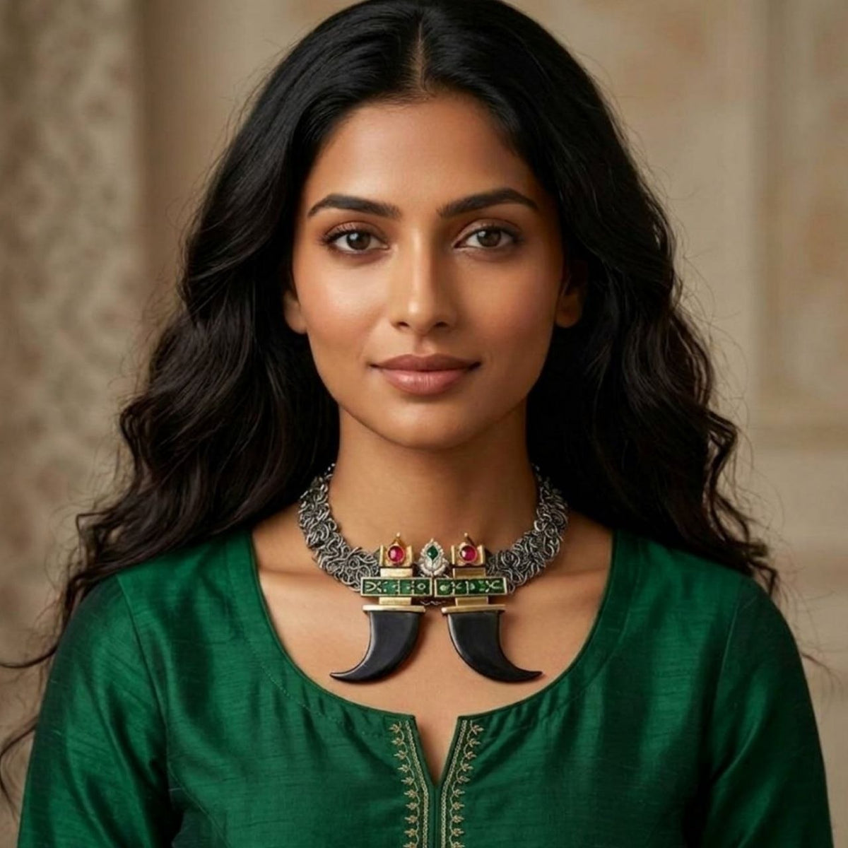 VIHANA DUAL TONE HASLI PREMIUM HANDMADE AND HAND HAMMERED NECKLACE NL332