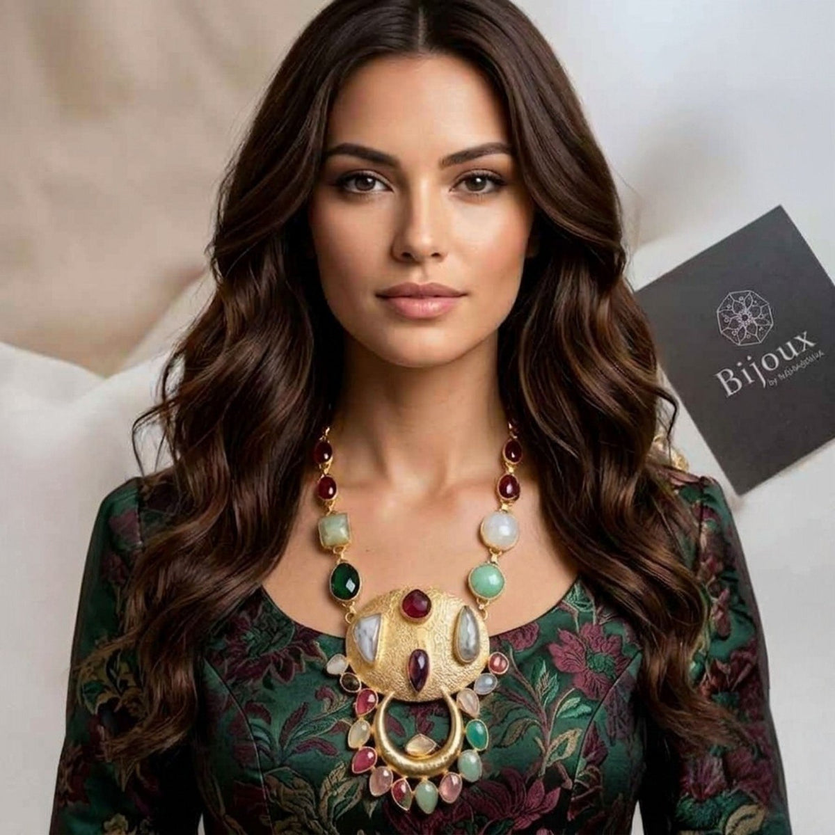 ISHIKA HANDMADE RAW NATURAL STONE MALA/NECKPIECE ML229
