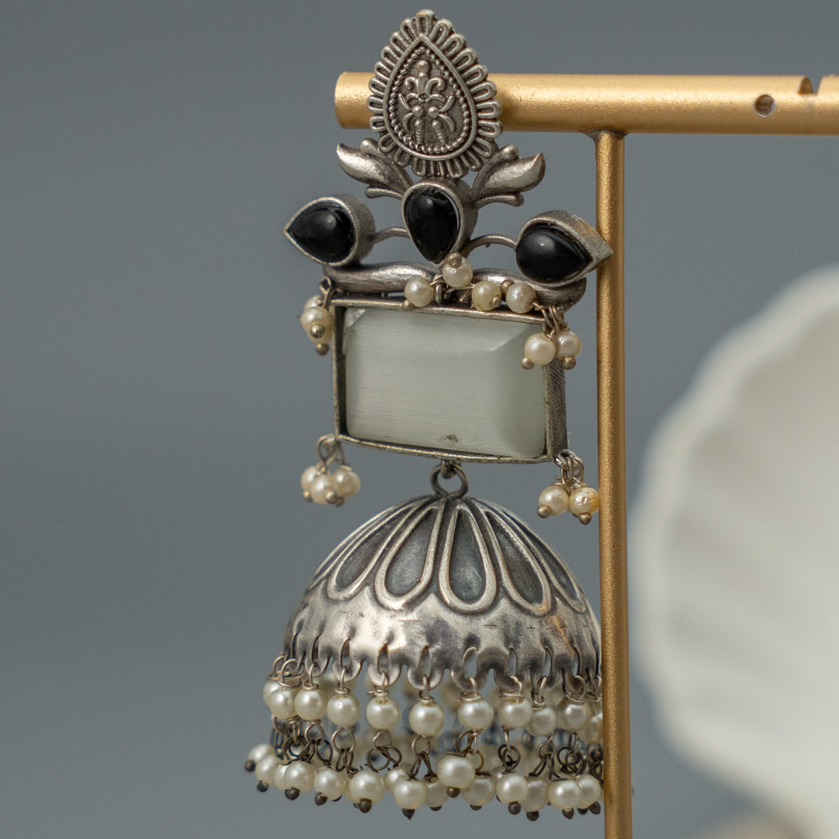 VIANIKA SILVER LOOKALIKE HANDMADE JHUMKAS/EARRINGS ER629