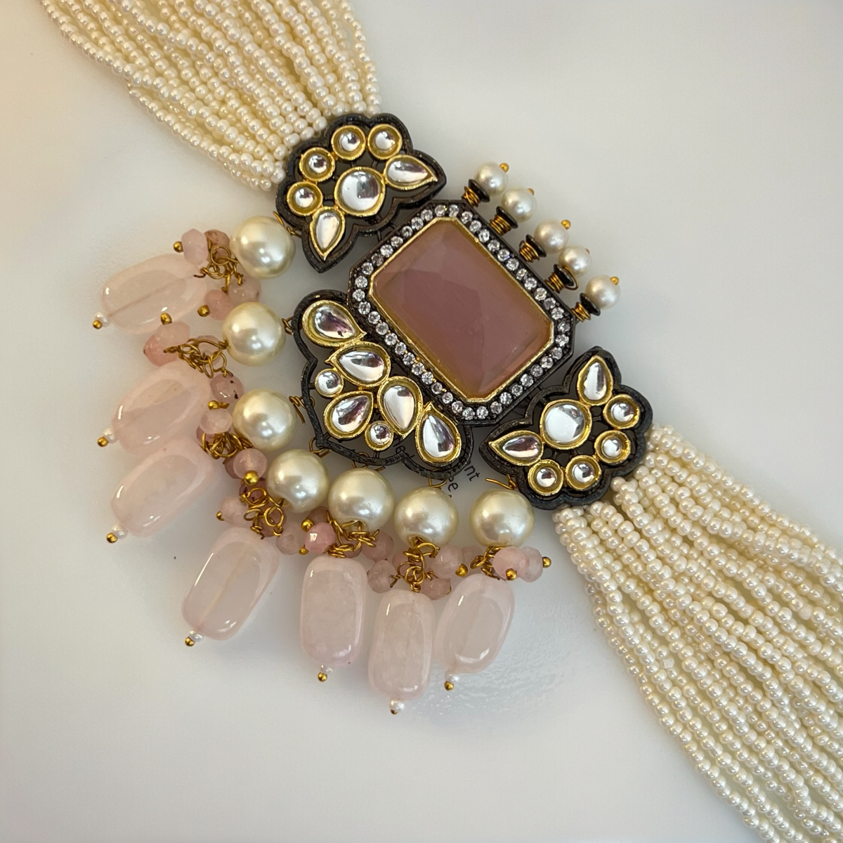 GRACE RUSTIC MONALISA STONE SEMI HANDMADE CHOKER WITH EARRINGS CH120