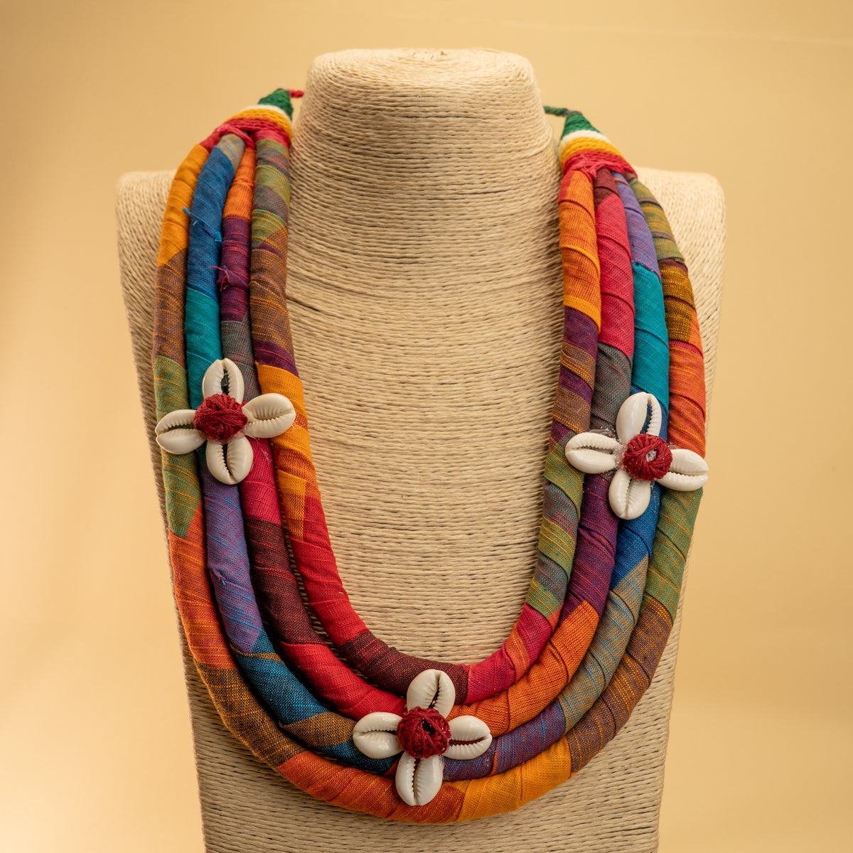 MITHILA FABRIC AND BEADS HANDMADE AND HANDSTICHED MALA/ NECKPIECE ML86