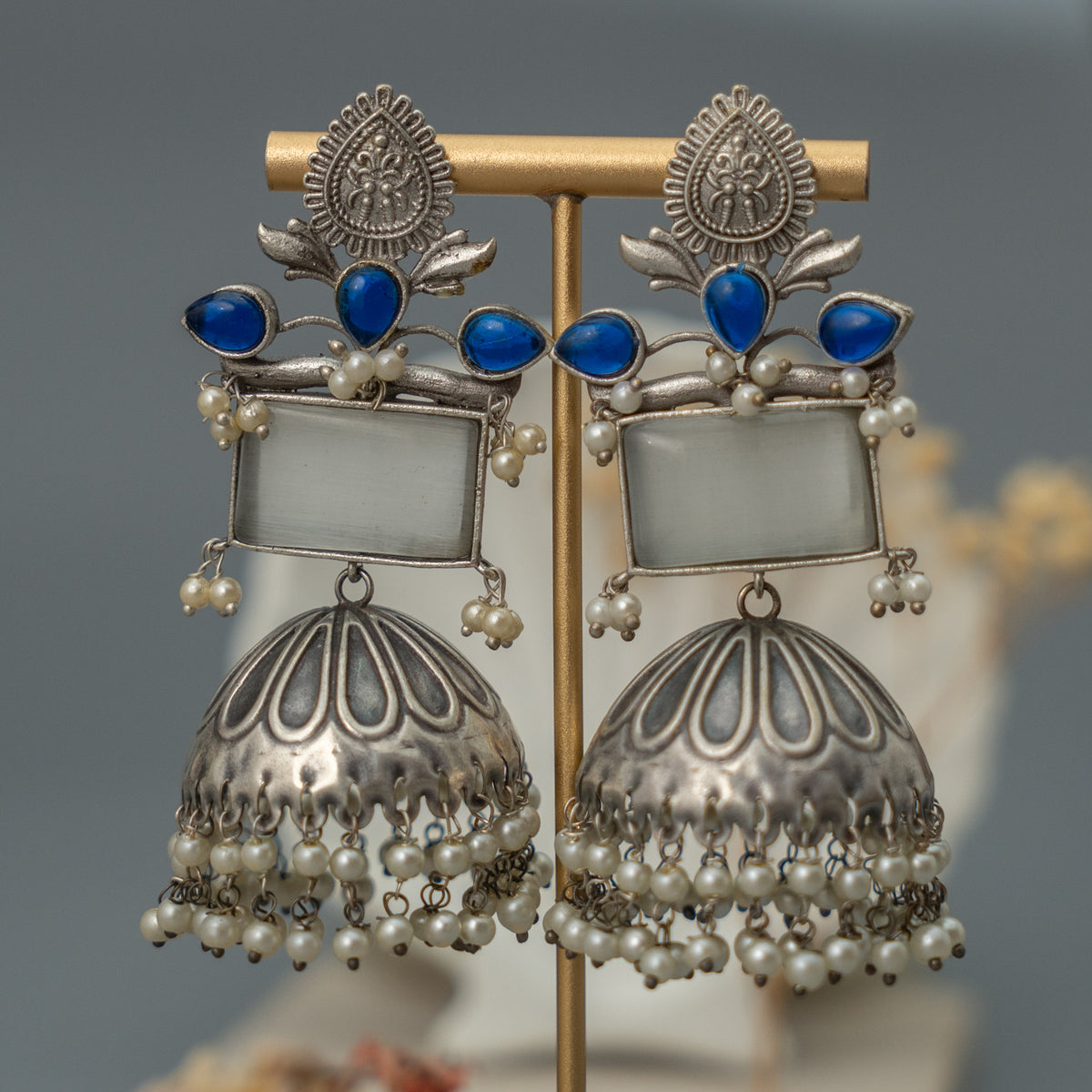 VIANIKA SILVER LOOKALIKE HANDMADE JHUMKAS/EARRINGS ER629
