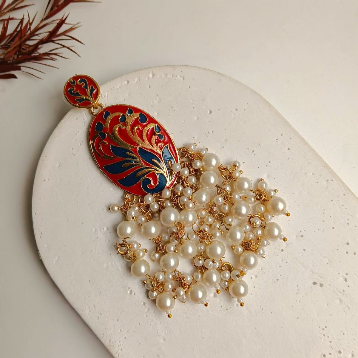 MOHANAKASH GOLD TONED MEENAKARI DANGLER / EARRINGS ER443