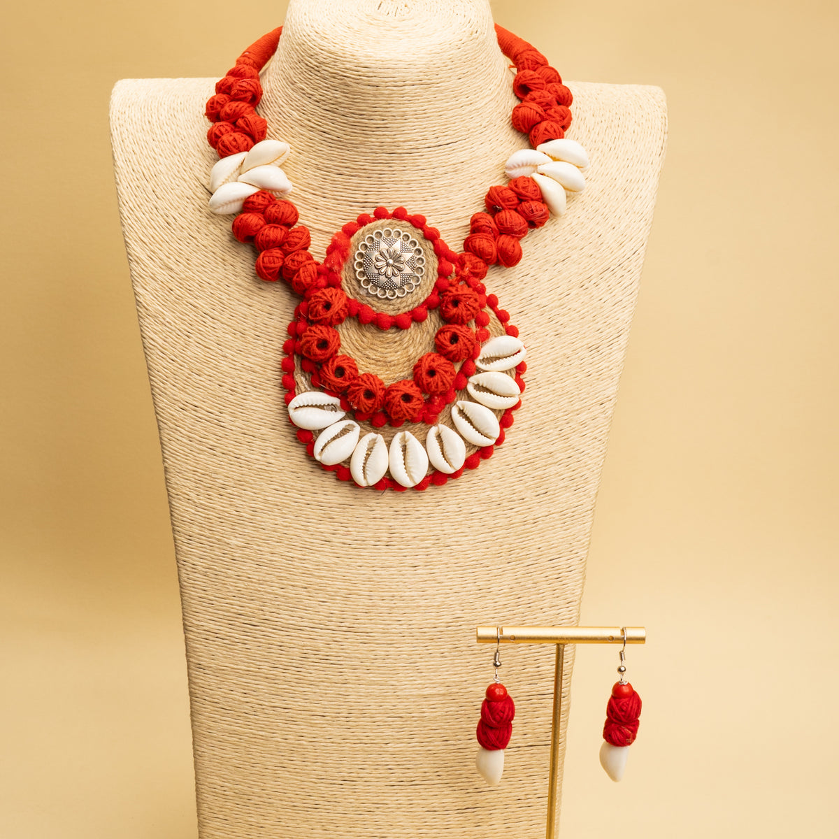 OLIVIA FABRIC AND BEADS HANDMADE AND HANDSTICHED MALA/ NECKPIECE ML92