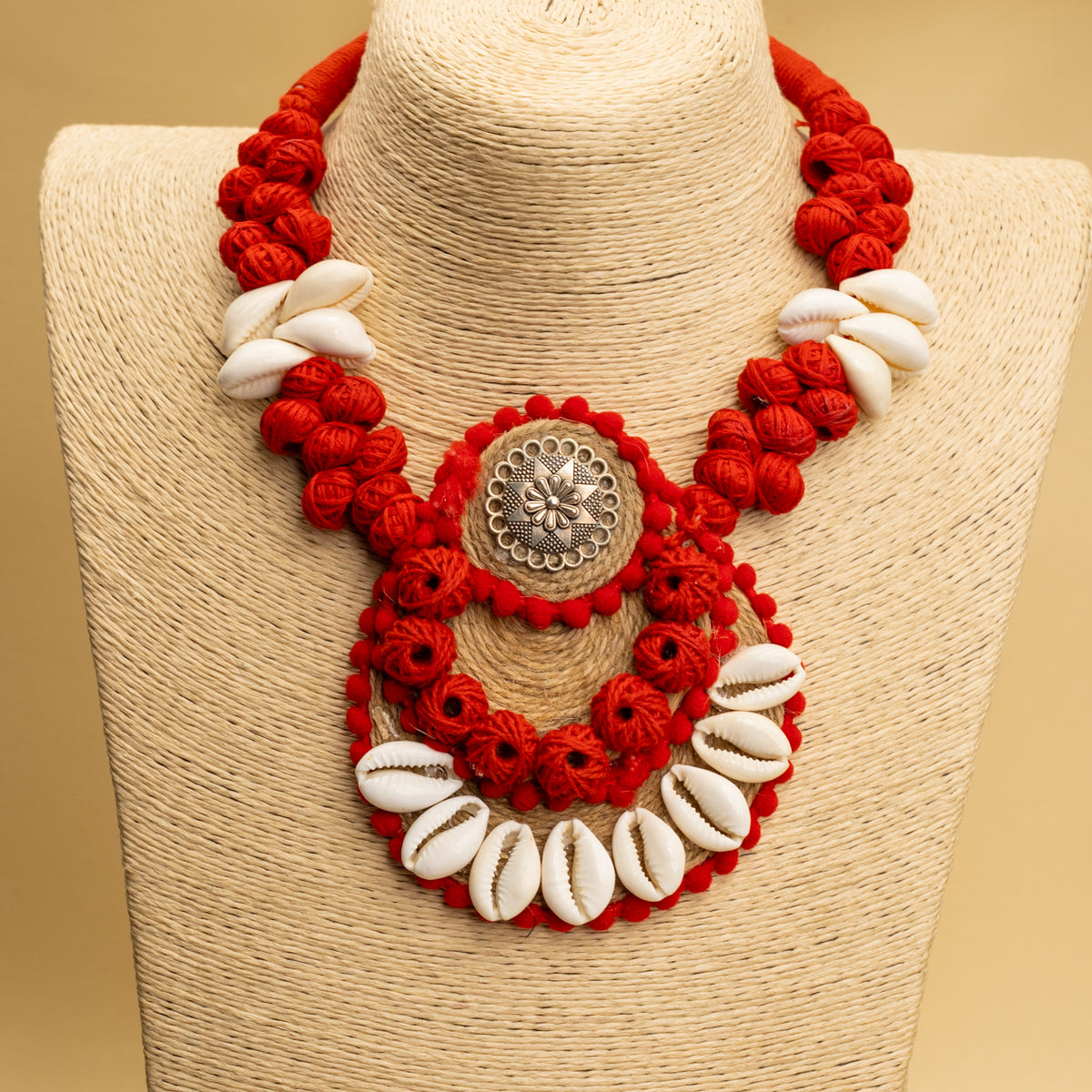 OLIVIA FABRIC AND BEADS HANDMADE AND HANDSTICHED MALA/ NECKPIECE ML92