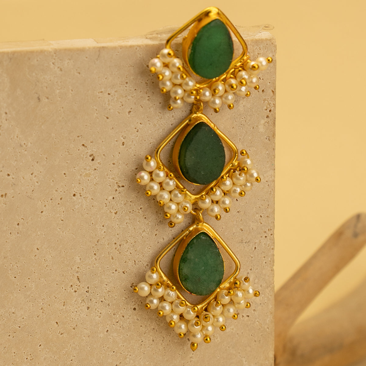 ZIYA RUSTIC AND RAW ANTIQUE FINISH HANDMADE NATURAL STONE EARRINGS ER458