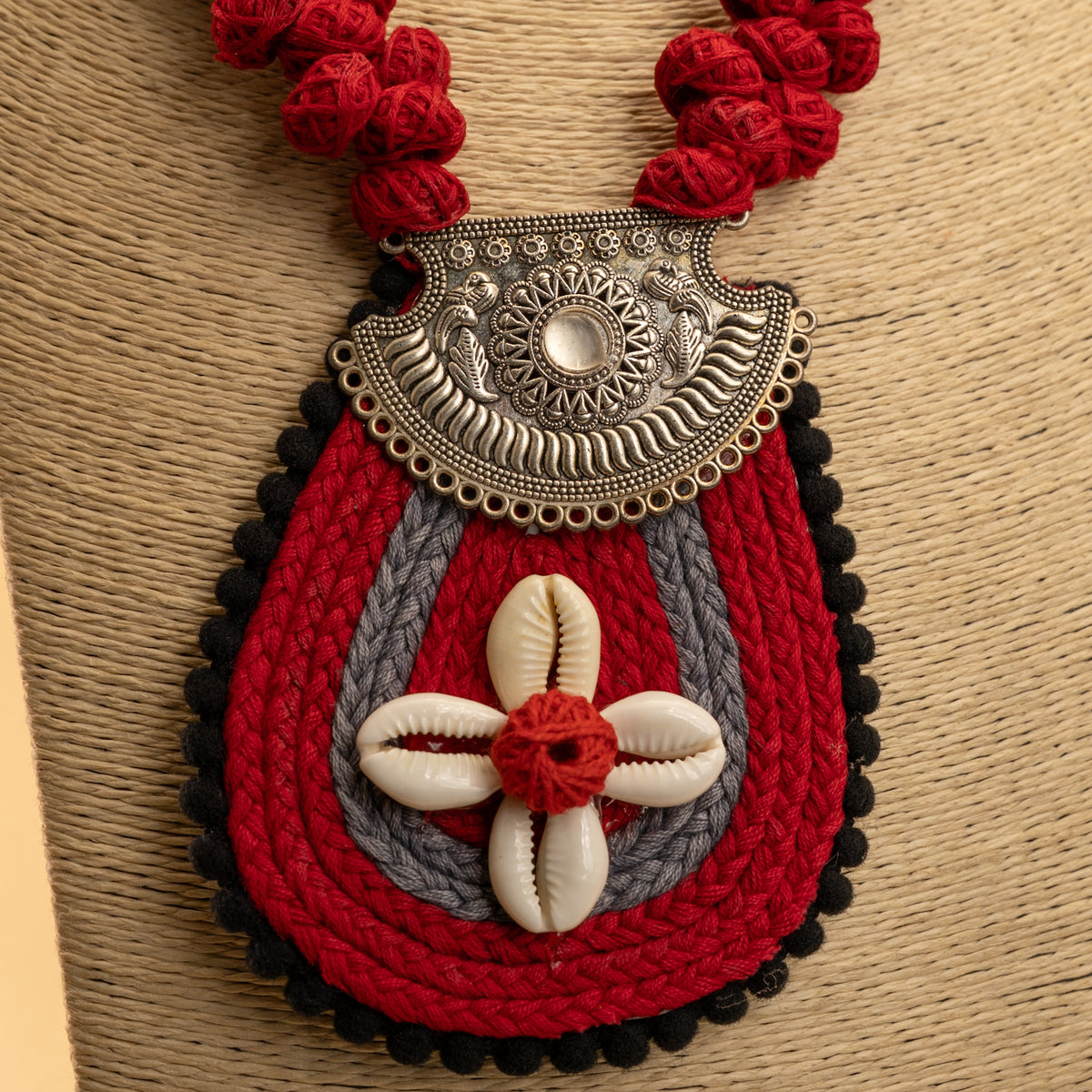 RINA FABRIC AND BEADS HANDMADE AND HANDSTICHED MALA/ NECKPIECE ML85