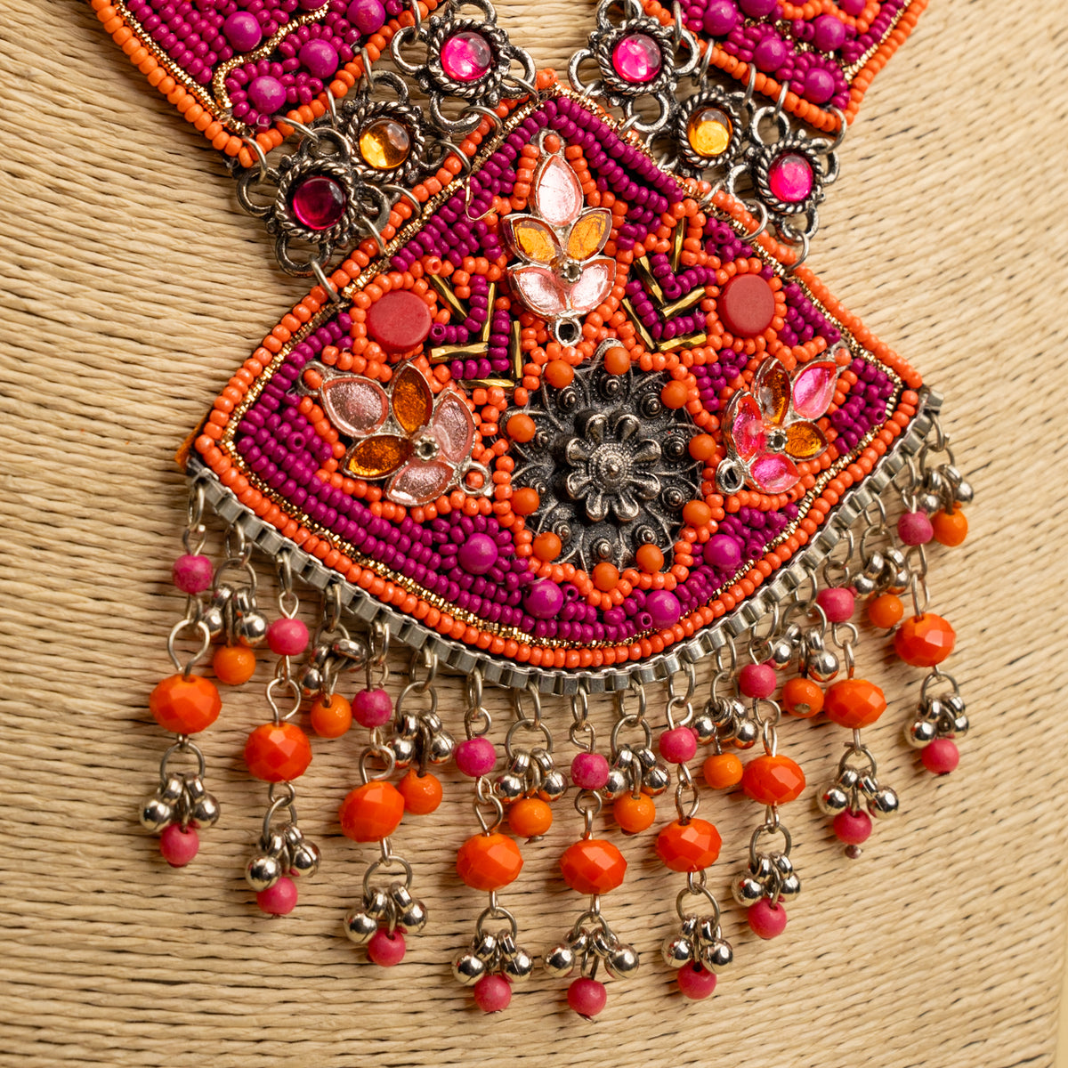 RYKER FABRIC AND BEADS HANDMADE AND HANDSTICHED MALA/ NECKPIECE ML127