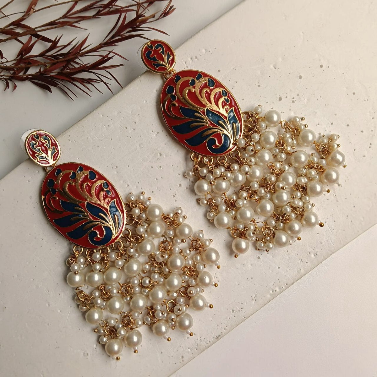 MOHANAKASH GOLD TONED MEENAKARI DANGLER / EARRINGS ER443