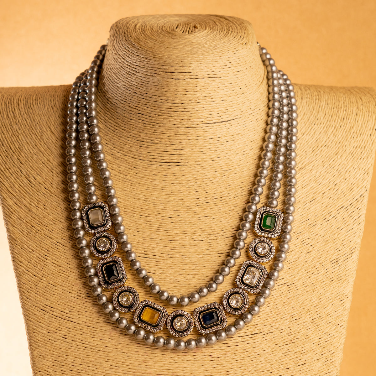 PRITHAM SPLENDOUR CLASSIC LAYERED VICTORIAN HANDMADE NECKLACE NL37