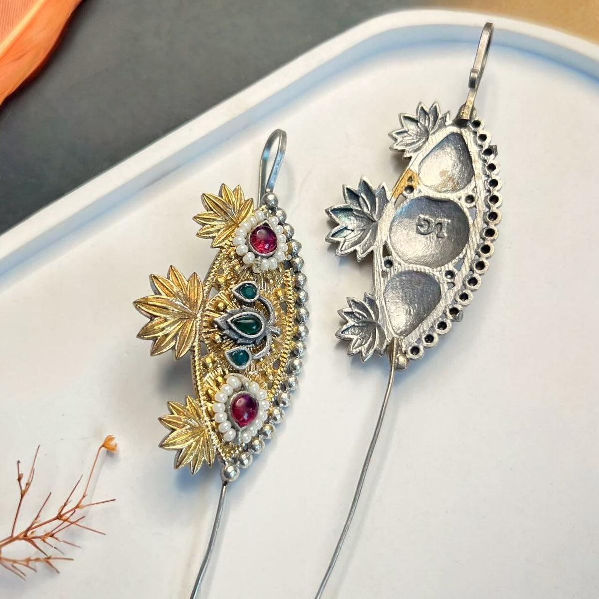 SHUSHANA HANDMADE ANTIQUE DUAL TONED EAR CUFF/EARRINGS EA24