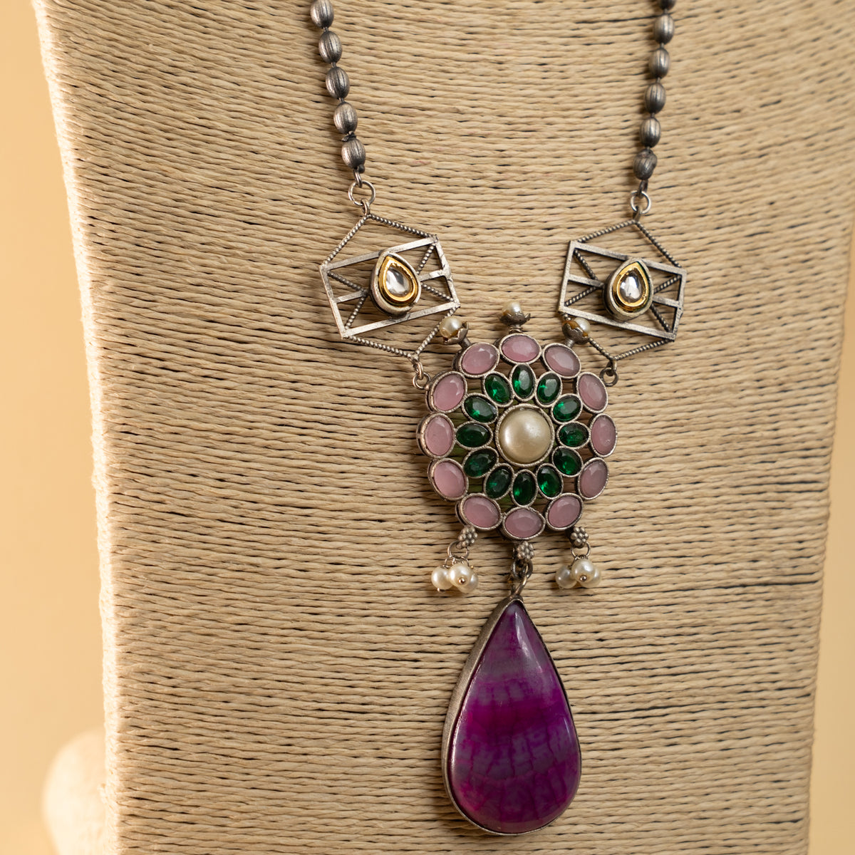 ELAN SILVER LOOK ALIKE /BIJOUX EXCLUSIVE HAND MADE MALA/NECKPIECE ML71