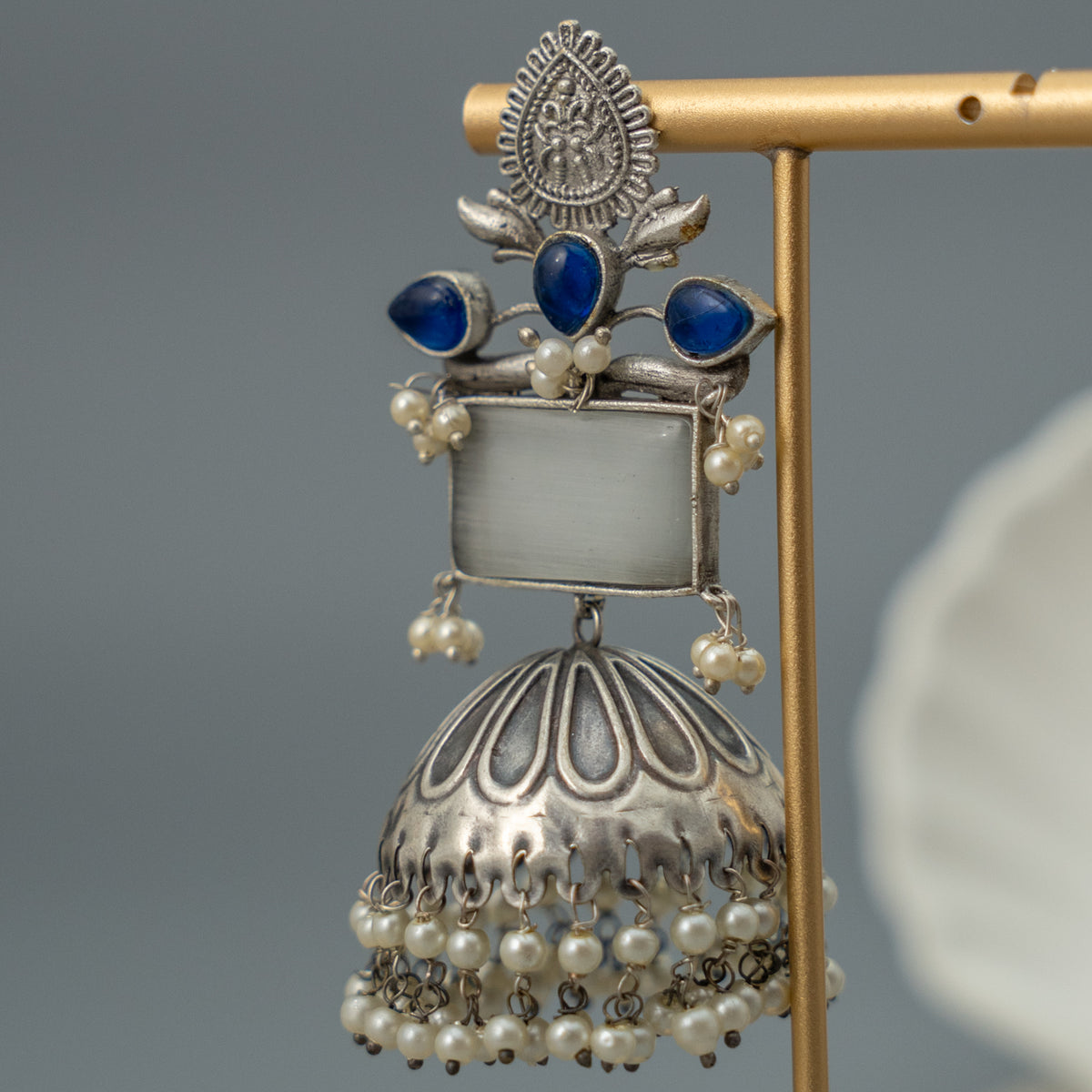 VIANIKA SILVER LOOKALIKE HANDMADE JHUMKAS/EARRINGS ER629