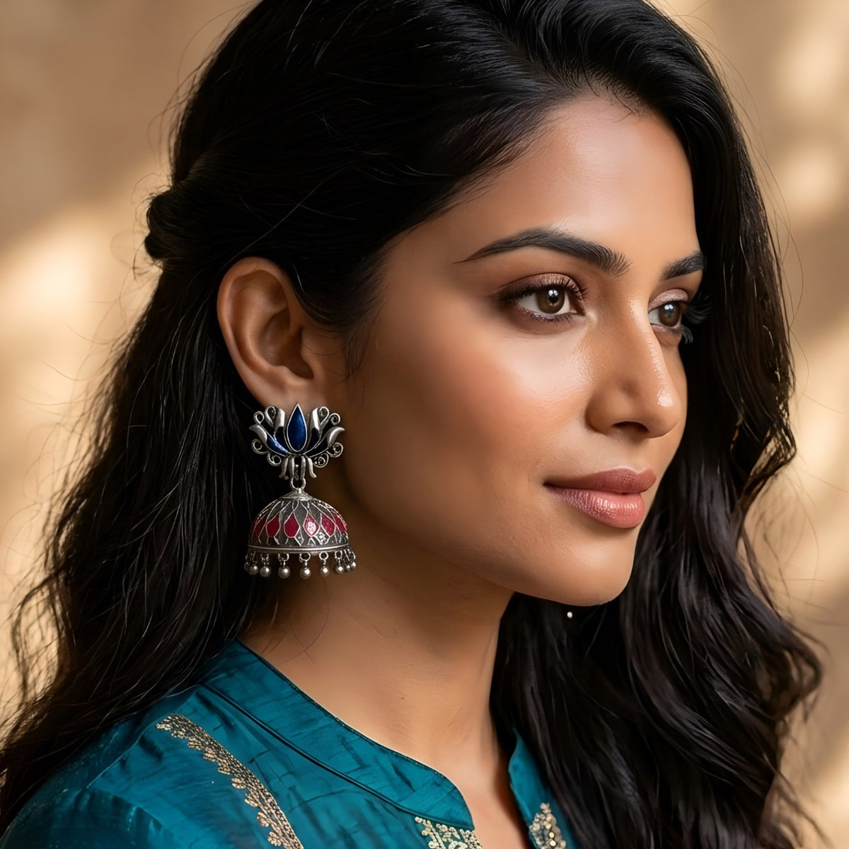 GRACE SEMI HANDMADE ANTIQUE EARRINGS/JHUMKAS ER823