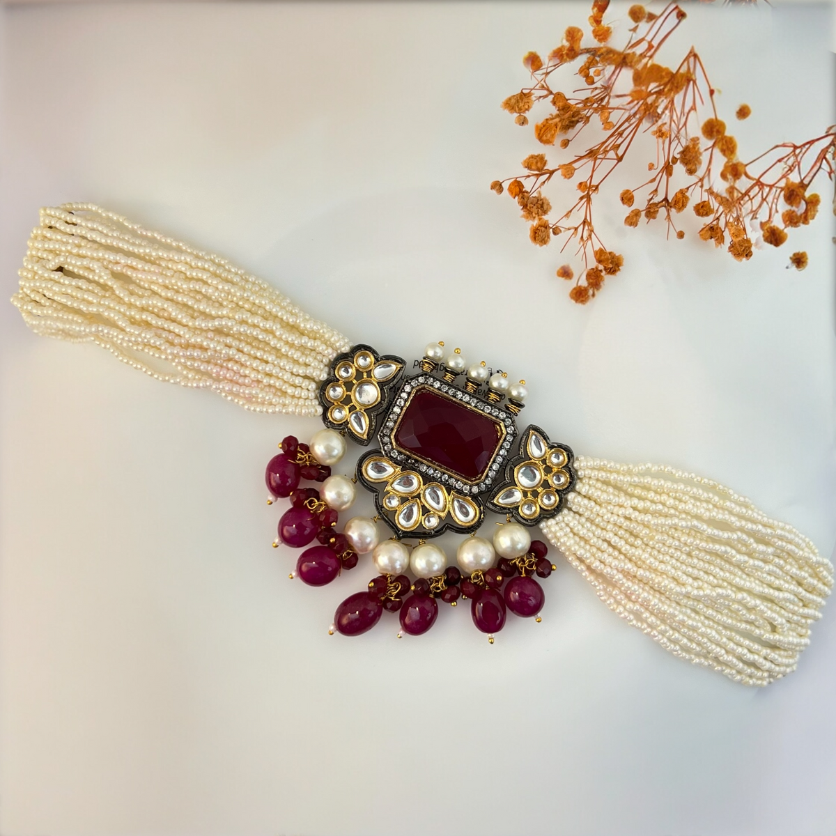 GRACE RUSTIC MONALISA STONE SEMI HANDMADE CHOKER WITH EARRINGS CH120