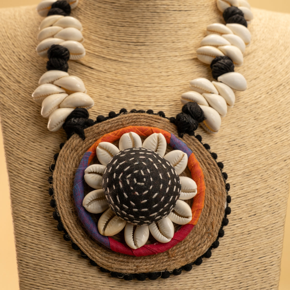 ALICE FABRIC AND BEADS HANDMADE AND HANDSTICHED MALA/ NECKPIECE ML87