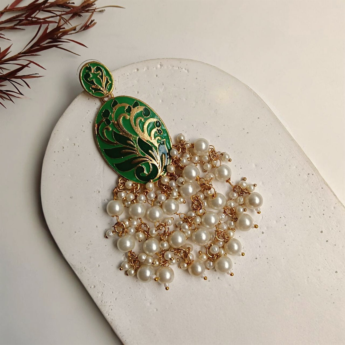 MOHANAKASH GOLD TONED MEENAKARI DANGLER / EARRINGS ER443