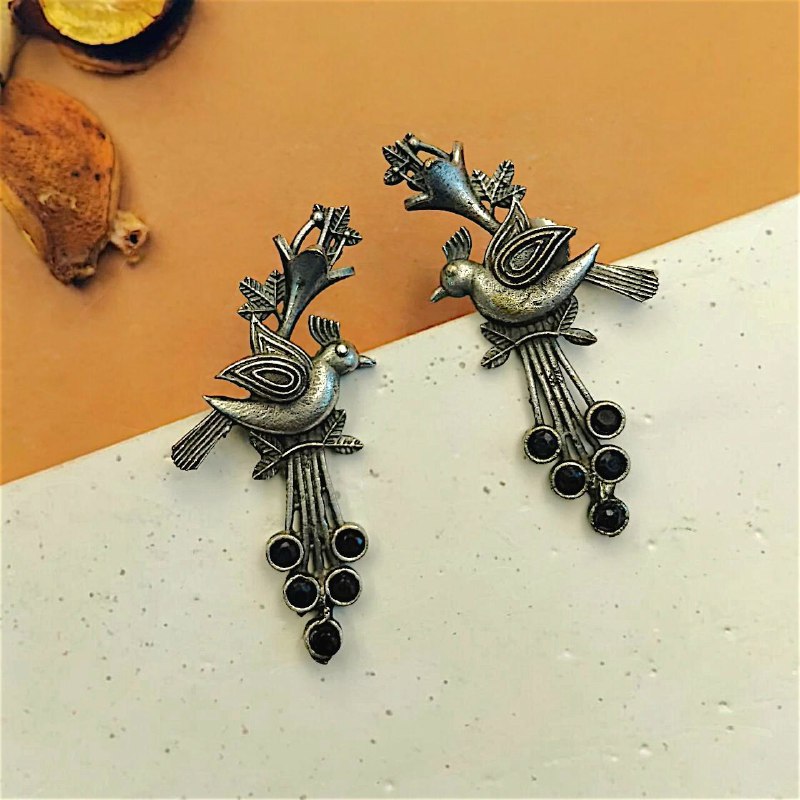 ORLINA SILVER LOOKALIKE ANTIQE FINISH EARRINGS ER446
