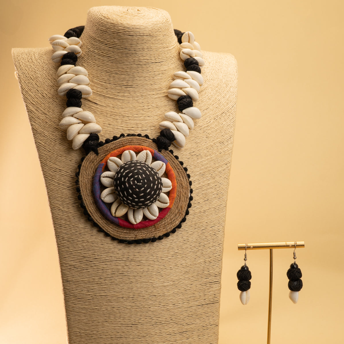 ALICE FABRIC AND BEADS HANDMADE AND HANDSTICHED MALA/ NECKPIECE ML87