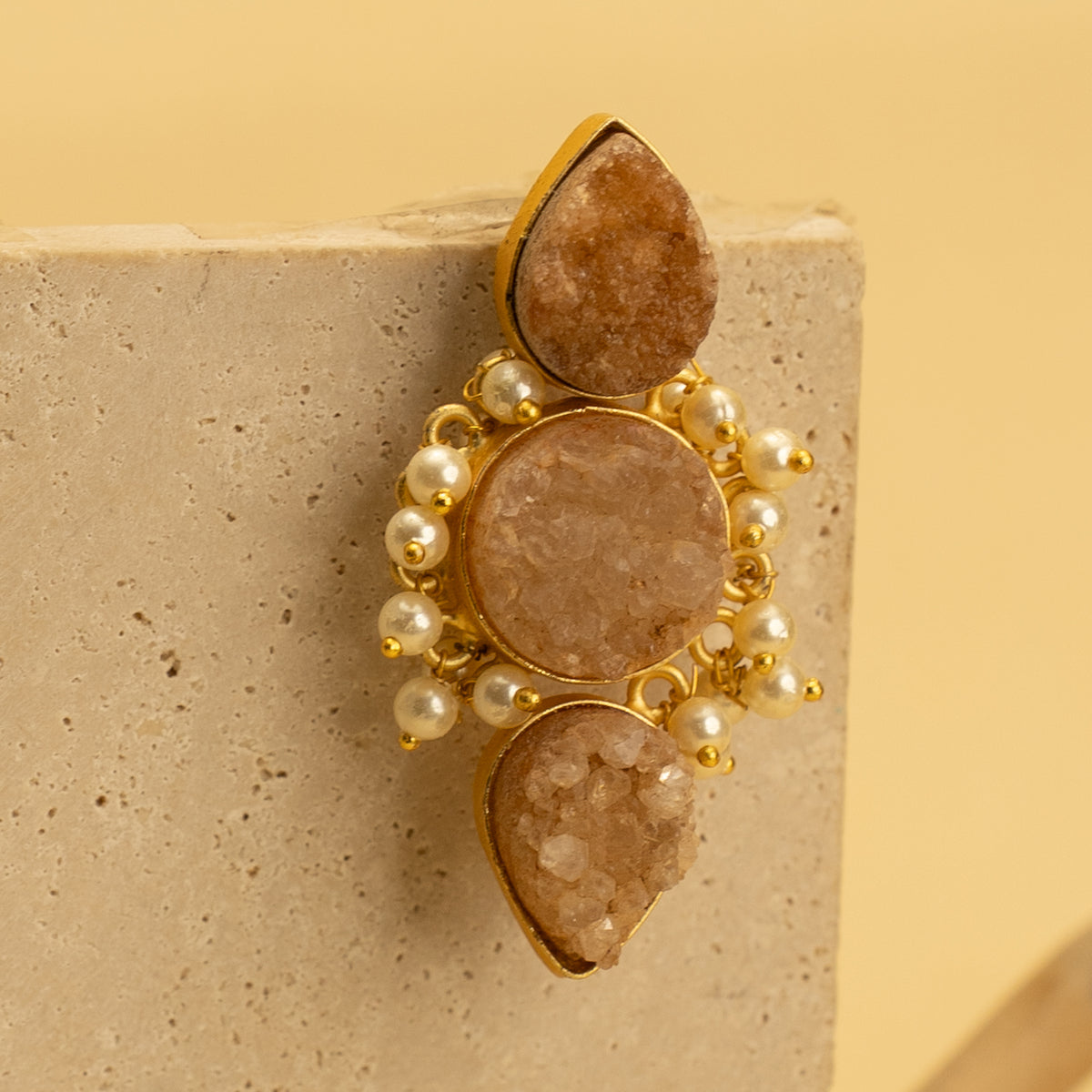 THANAYA RUSTIC AND RAW ANTIQUE FINISH HANDMADE NATURAL STONE EARRINGS ER461